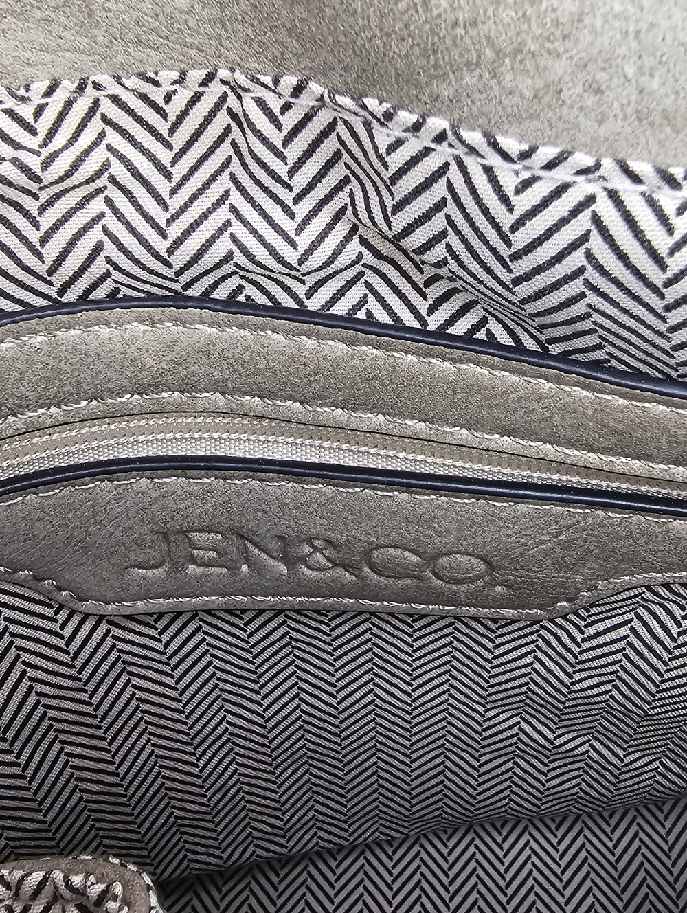 Jen & Co Bailey Vegan Crossbody with Animal Print Guitar Strap Gray - Picture 6 of 11